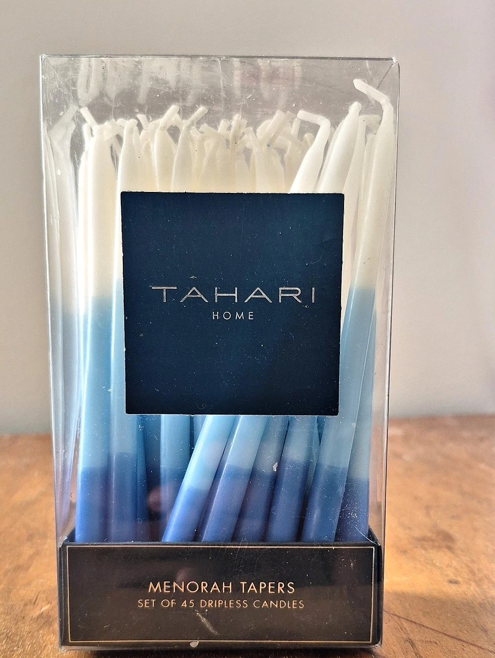 Tahari Home Menorah Tapers Set of 45 Blue & White NWT